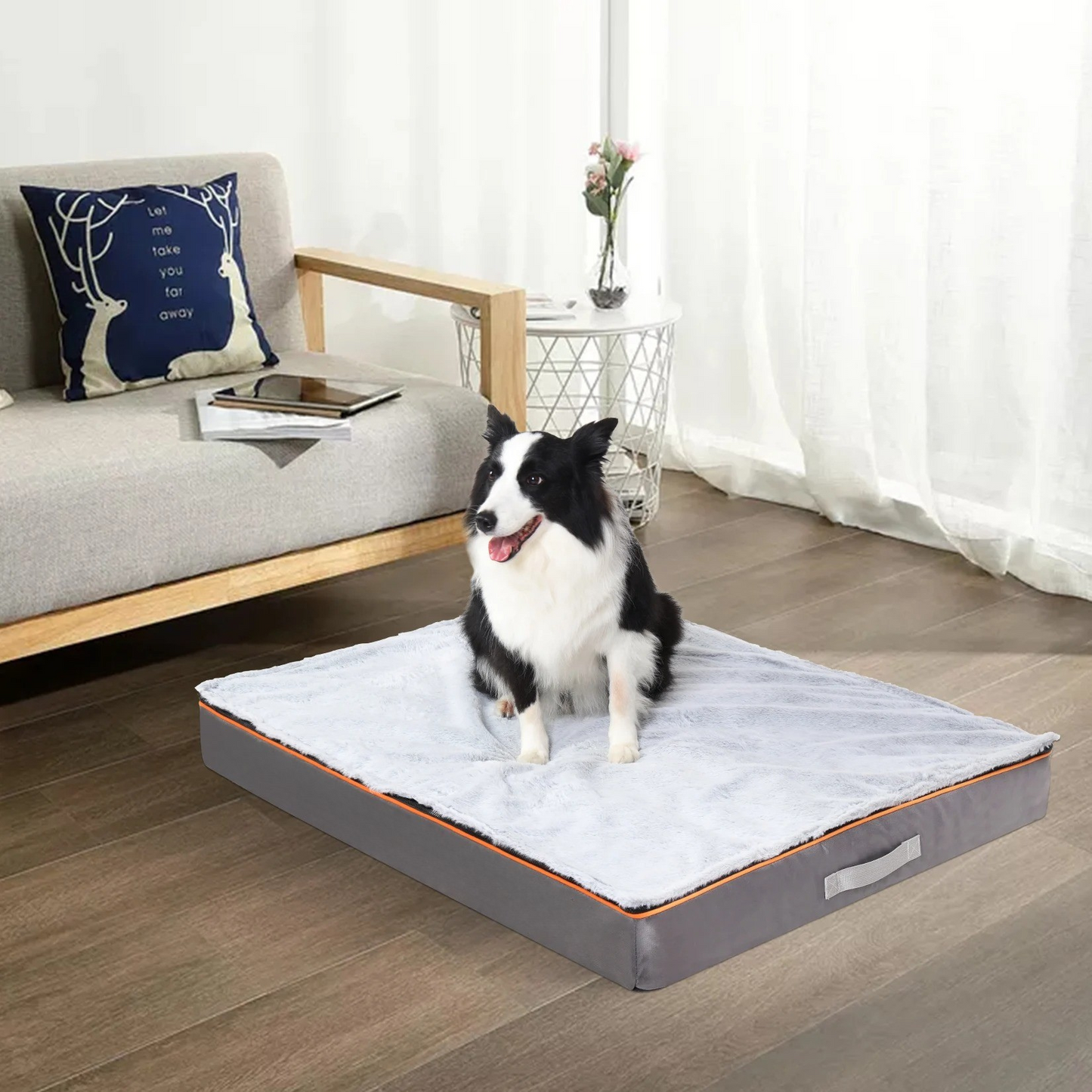 Orthopedic Dog Pillow Bed – Joint Support Foam Cushion – Removable Washable Cover – 37.4×27.5×3.1″ Large – Dogs