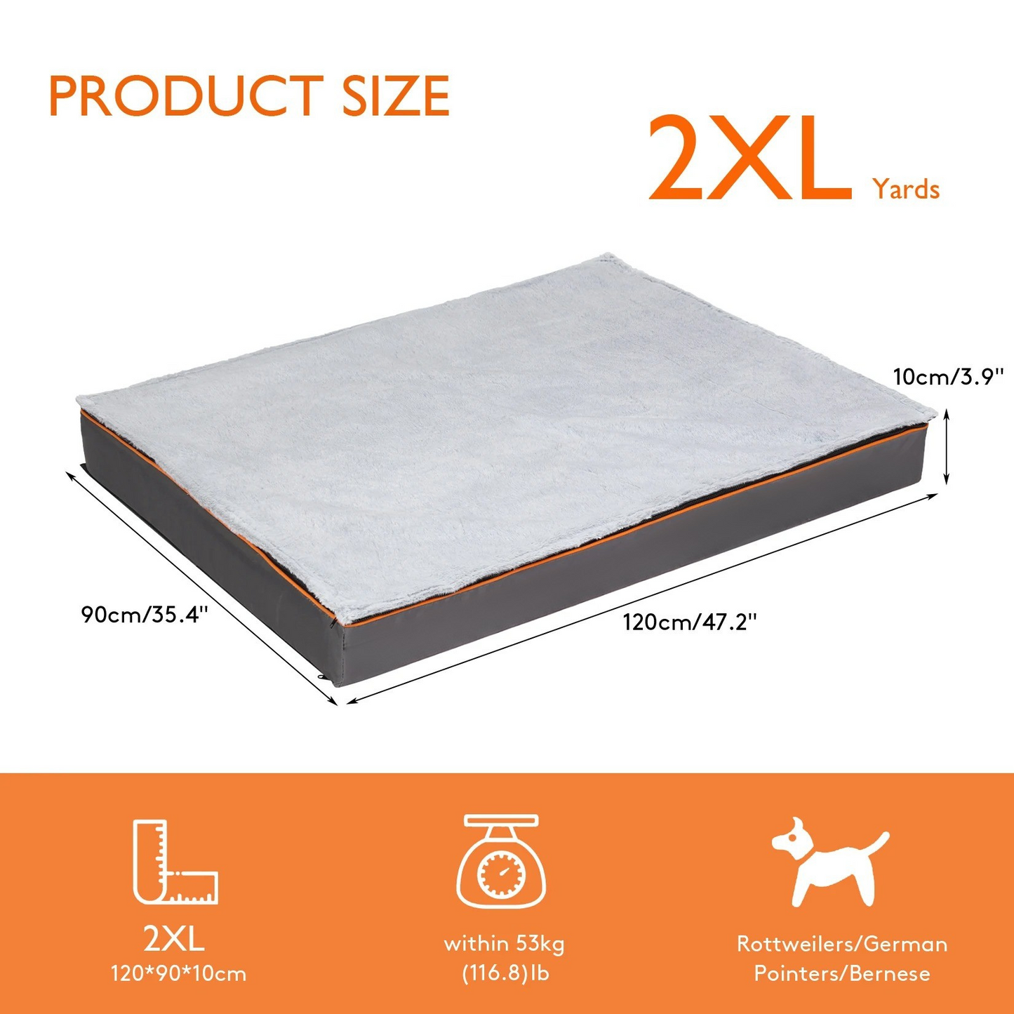 Orthopedic Dog Pillow Bed – Joint Support Foam Cushion – Removable Washable Cover – 37.4×27.5×3.1″ Large – Dogs