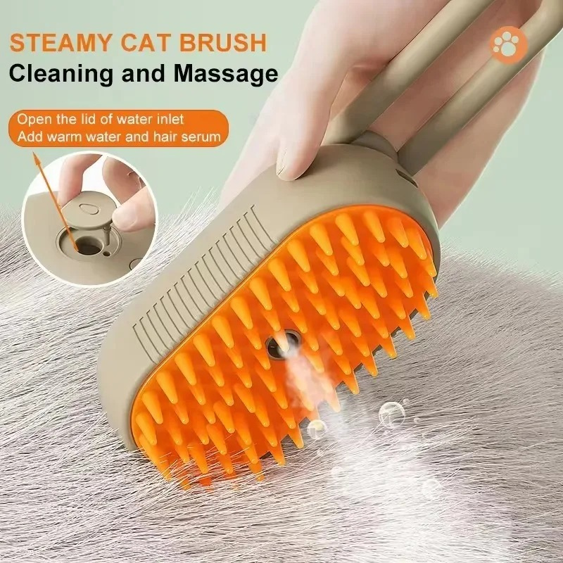Steam Pet Grooming Brush – Hair Removal & Massage – Silicone Bristles – 7.7″×2.6″×1.8″ – Cats & Dogs