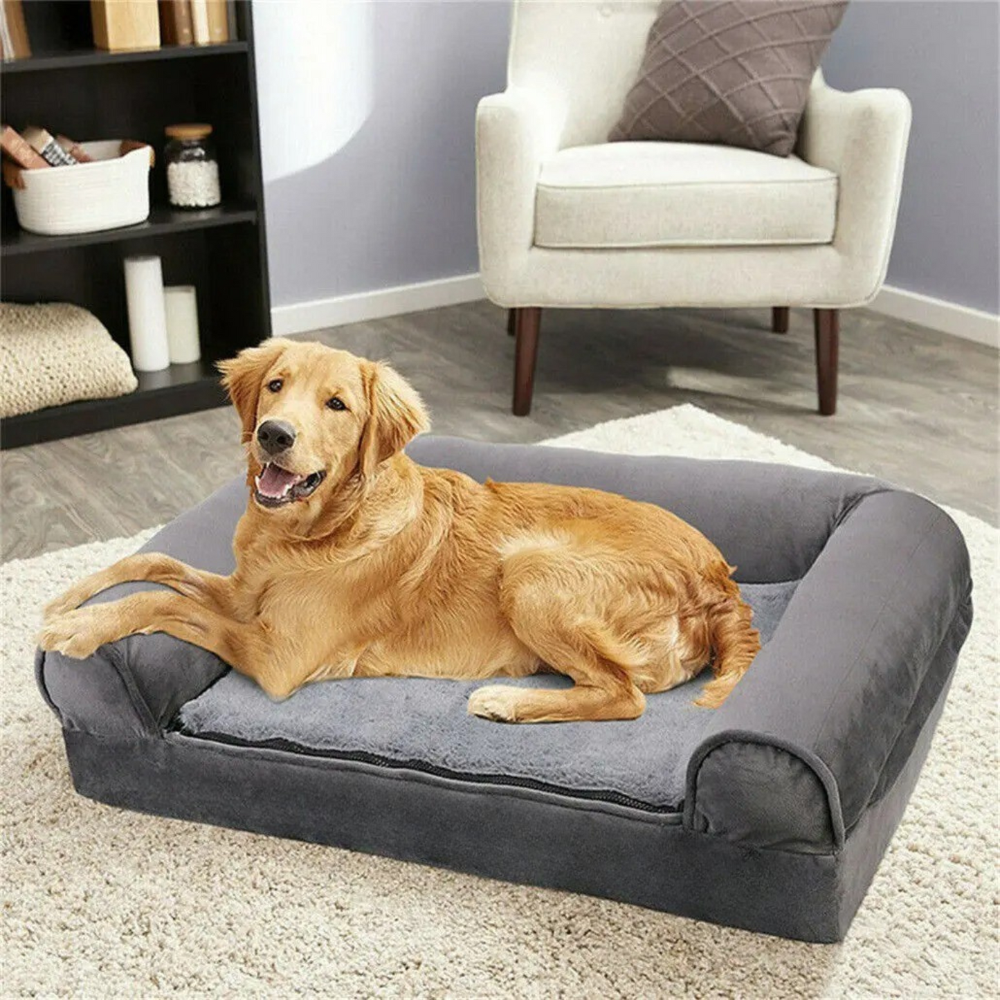 Orthopedic Dog Bed – Pressure-Relief Foam – Waterproof Bolster Design – 600D Oxford Cloth – 53×39.3×9.4 in 2XL – Dogs