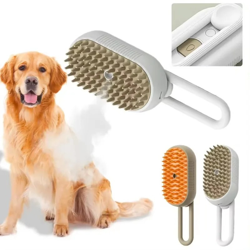 Steam Pet Grooming Brush – Hair Removal & Massage – Silicone Bristles – 7.7″×2.6″×1.8″ – Cats & Dogs