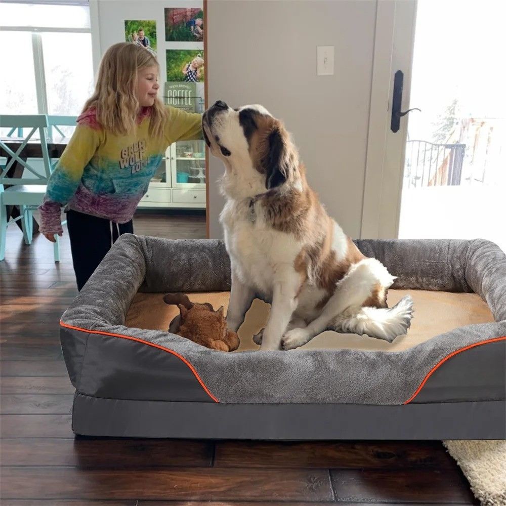 Orthopedic Memory Foam Dog Bed – Elevated Waterproof Sofa – Removable Cover – Large/XL/2XL/3XL – Dogs