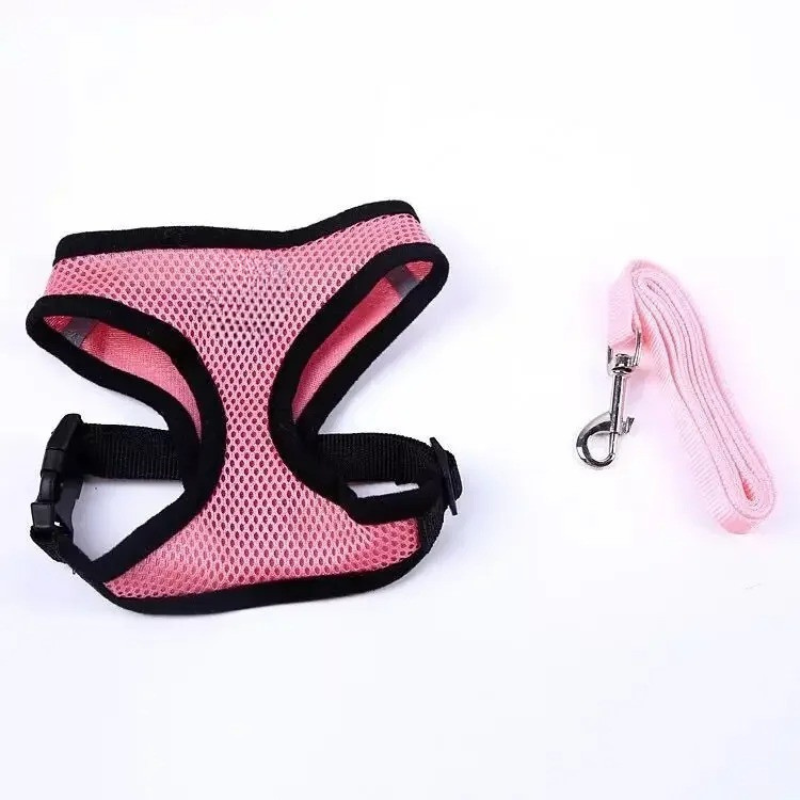 Pet Harness & Leash Set – Quick‑Release Adjustable Polyester Mesh – Breathable S/M/L Vest – Cats & Small Dogs