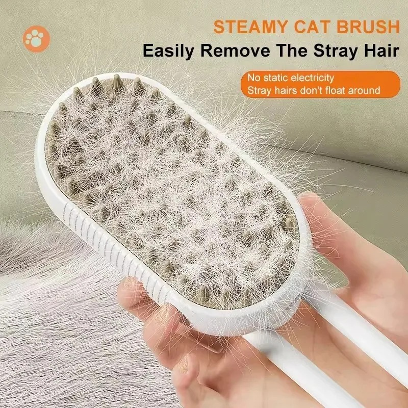 Steam Pet Grooming Brush – Hair Removal & Massage – Silicone Bristles – 7.7″×2.6″×1.8″ – Cats & Dogs