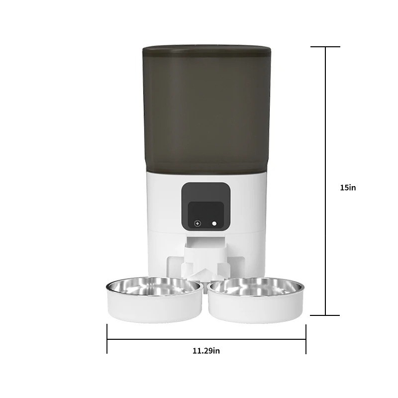 Dual‑Bowl Smart Automatic Cat Feeder – WiFi Scheduling & Timer – Rechargeable Plastic – 7 L – Cats