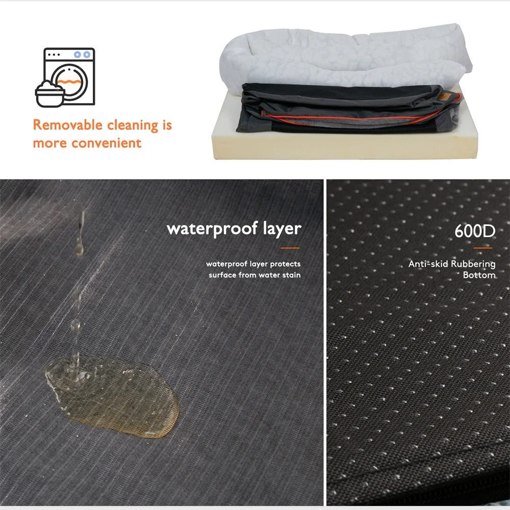 Orthopedic Memory Foam Dog Bed – Elevated Waterproof Sofa – Removable Cover – Large/XL/2XL/3XL – Dogs