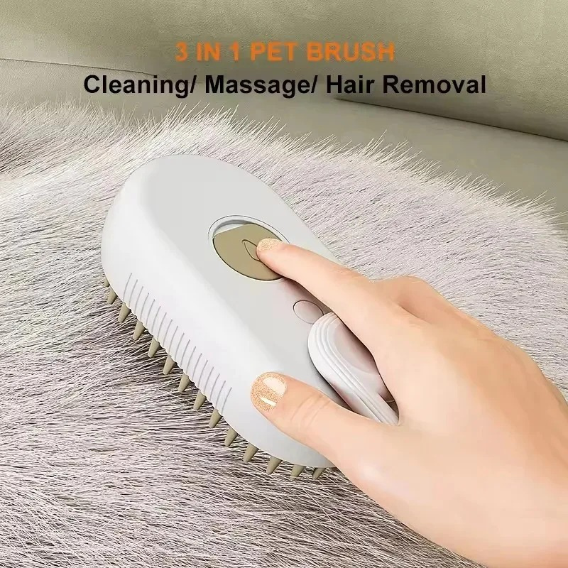 Steam Pet Grooming Brush – Hair Removal & Massage – Silicone Bristles – 7.7″×2.6″×1.8″ – Cats & Dogs