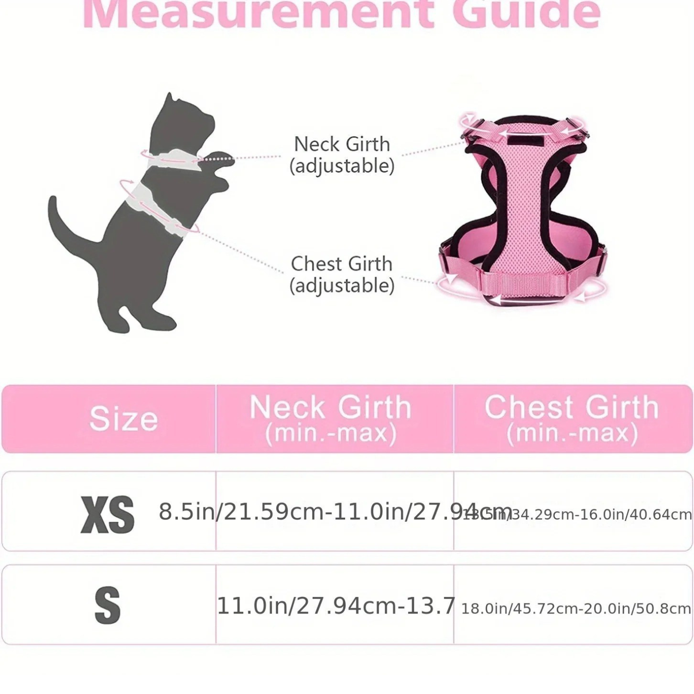 Cat Harness Vest – Adjustable No‑Pull Chest Carrier – Breathable Mesh Nylon – S–3XL – Cats