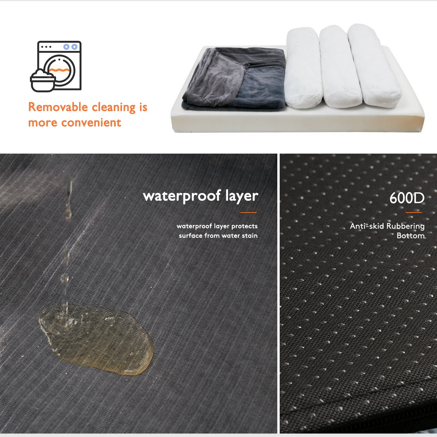 Orthopedic Dog Bed – Pressure-Relief Foam – Waterproof Bolster Design – 600D Oxford Cloth – 53×39.3×9.4 in 2XL – Dogs