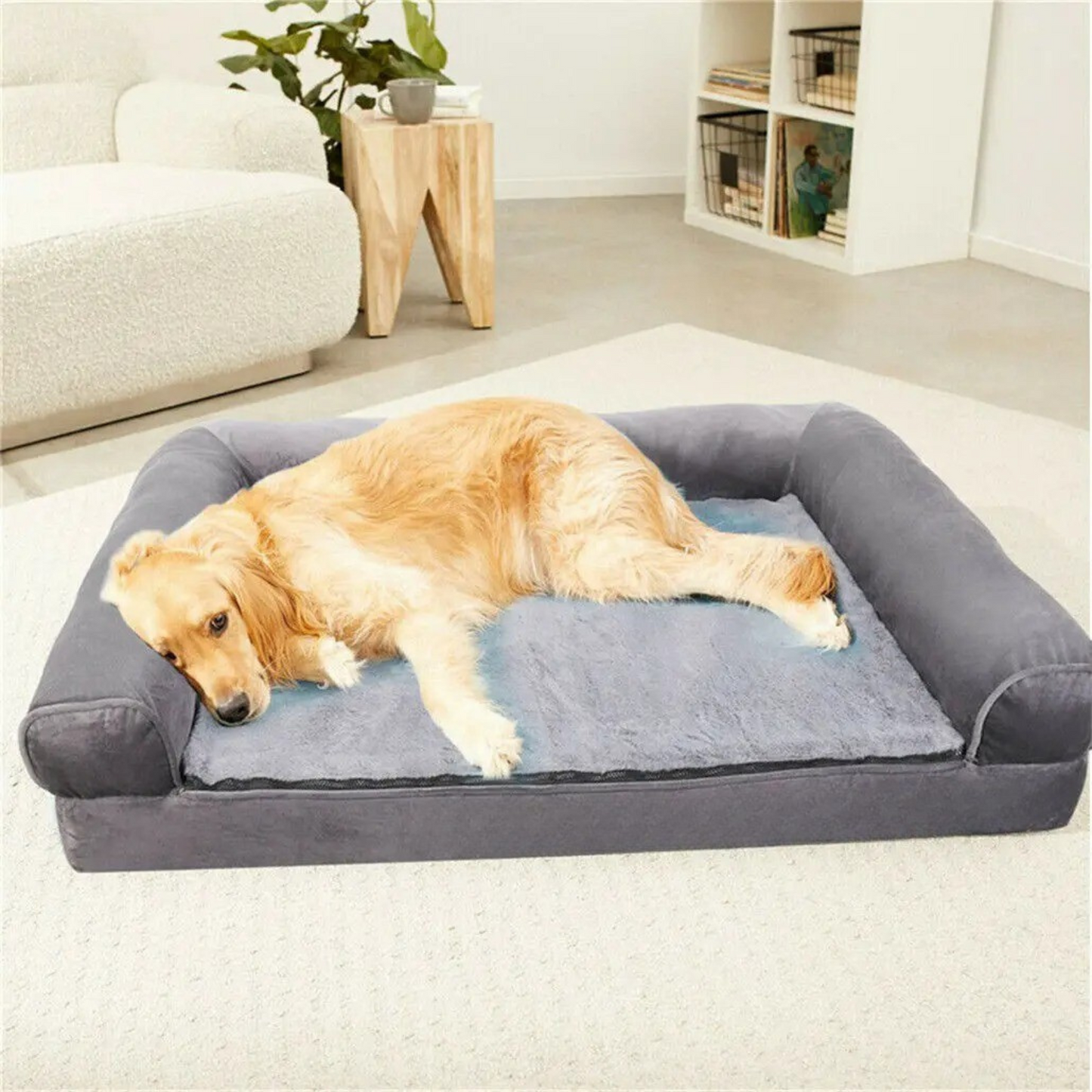 Orthopedic Dog Bed – Pressure-Relief Foam – Waterproof Bolster Design – 600D Oxford Cloth – 53×39.3×9.4 in 2XL – Dogs