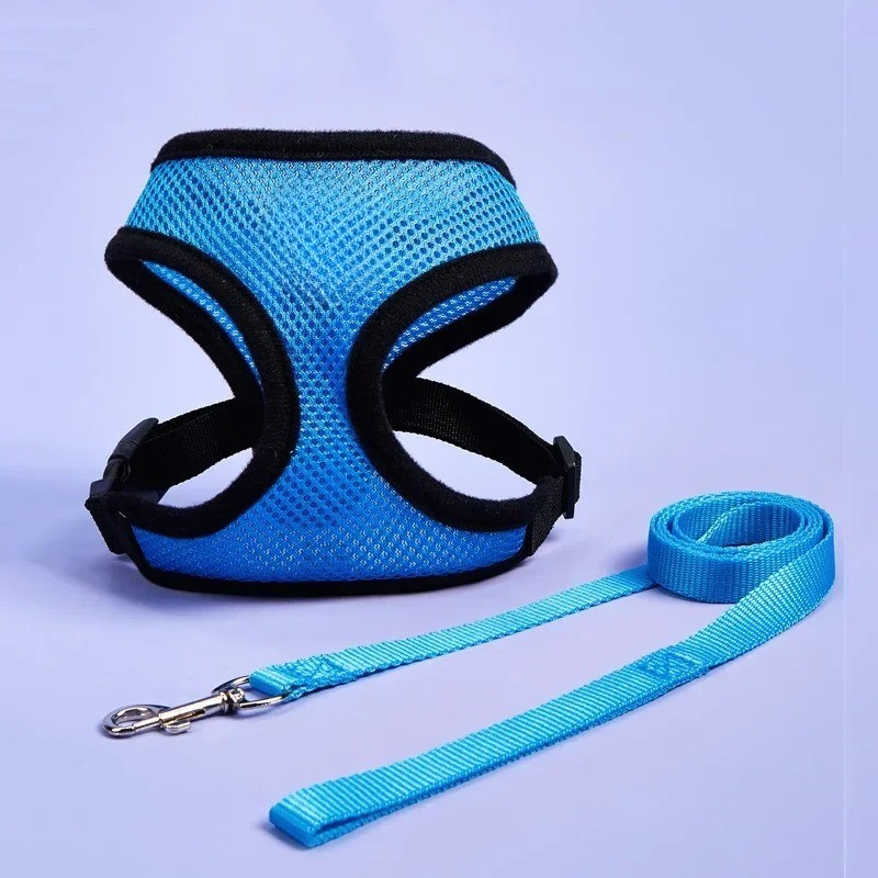 Pet Harness & Leash Set – Quick‑Release Adjustable Polyester Mesh – Breathable S/M/L Vest – Cats & Small Dogs