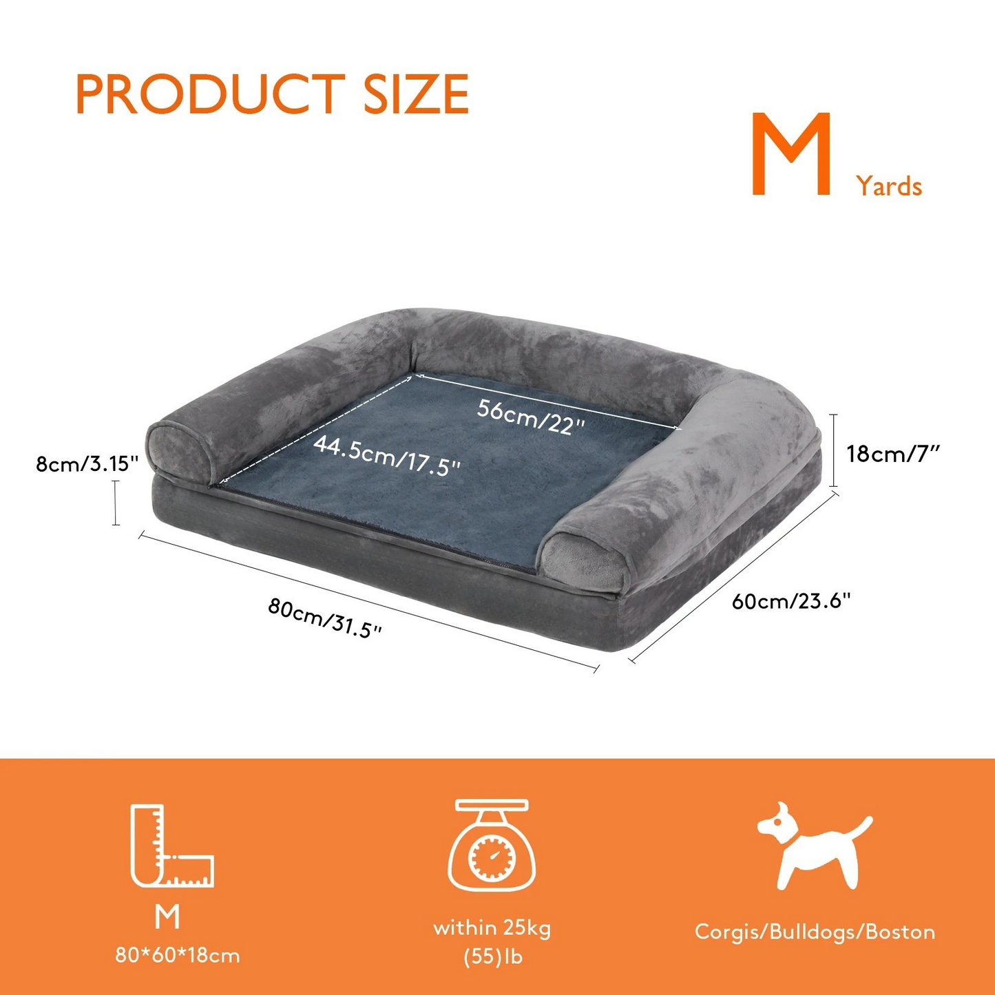 Orthopedic Dog Bed – Pressure-Relief Comfort – Removable Washable Cover – Extra Large (47.2×35.4×7.8″) – Dogs 88–132 lbs