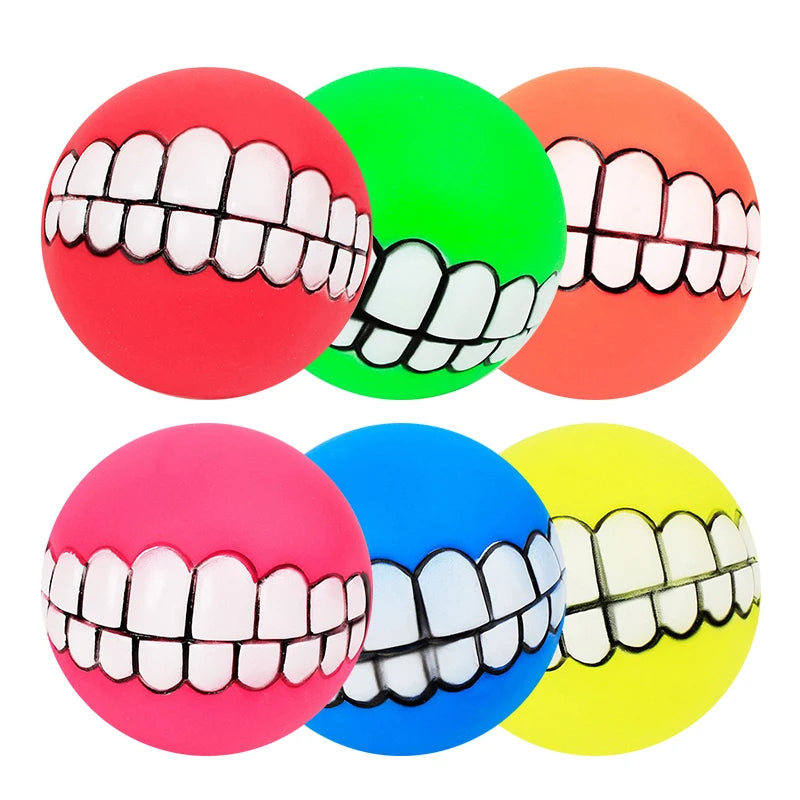 Interactive Dog Chew Ball Toy – Mental & Physical Stimulation – Rubber Squeaker – 3″ Multicolor – Dogs