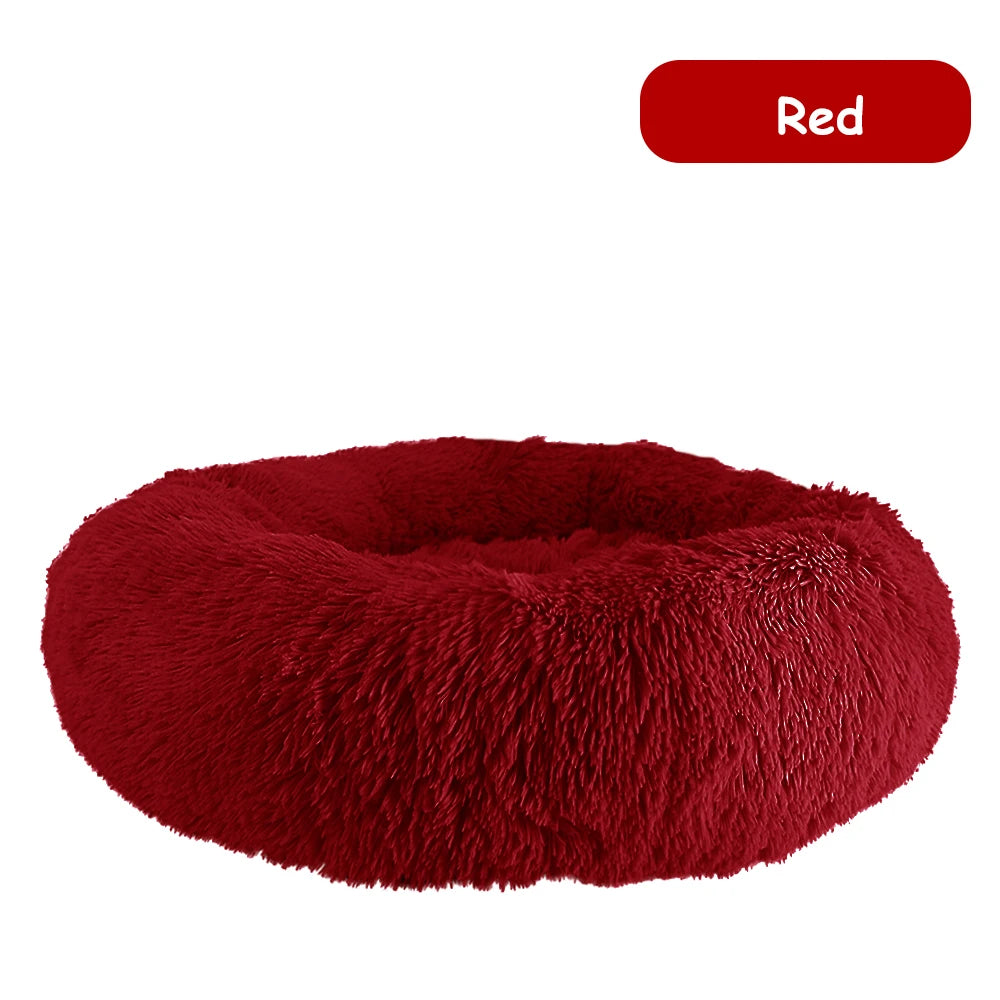 Donut Plush Pet Bed – Calming Cozy Cushion – Waterproof 100% Cotton Plush – Multiple Sizes 40–100 cm – Dogs & Cats