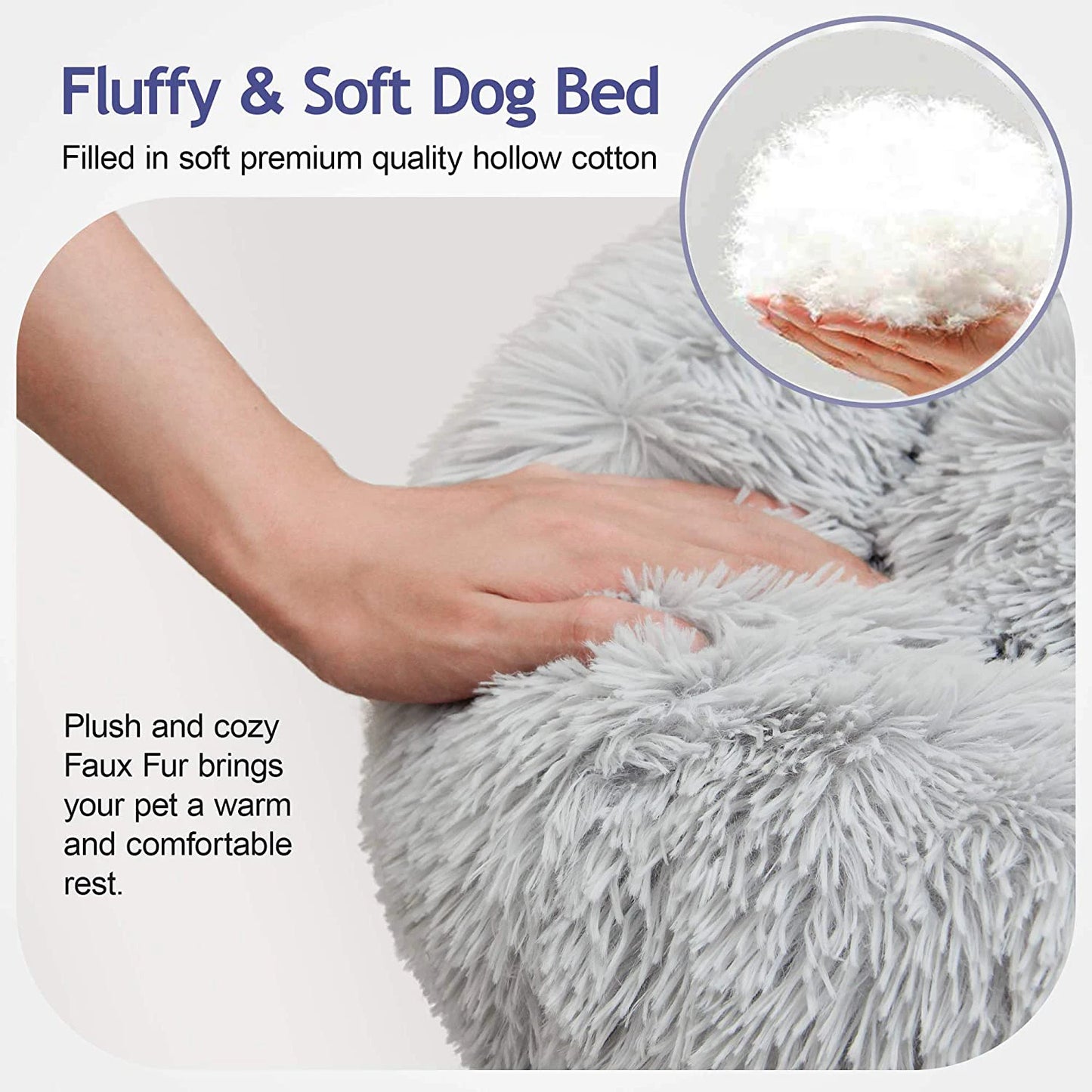 Donut Plush Pet Bed – Calming Cozy Cushion – Waterproof 100% Cotton Plush – Multiple Sizes 40–100 cm – Dogs & Cats