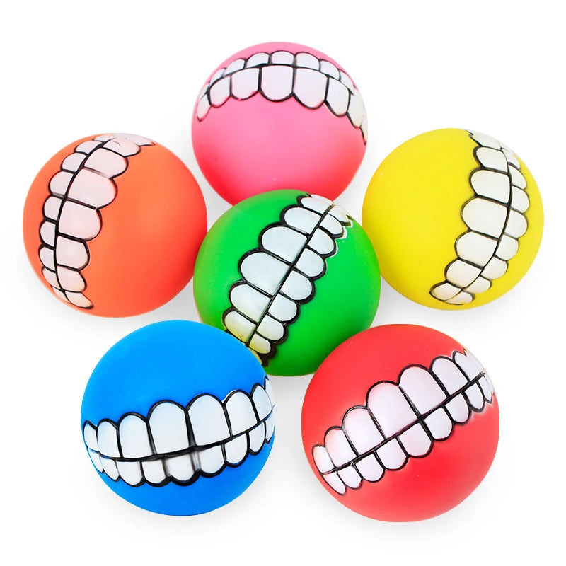 Interactive Dog Chew Ball Toy – Mental & Physical Stimulation – Rubber Squeaker – 3″ Multicolor – Dogs