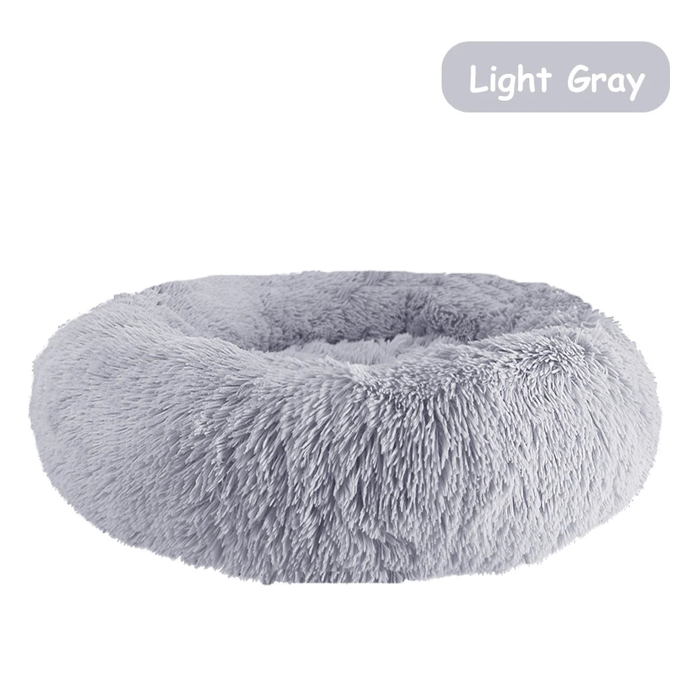 Donut Plush Pet Bed – Calming Cozy Cushion – Waterproof 100% Cotton Plush – Multiple Sizes 40–100 cm – Dogs & Cats