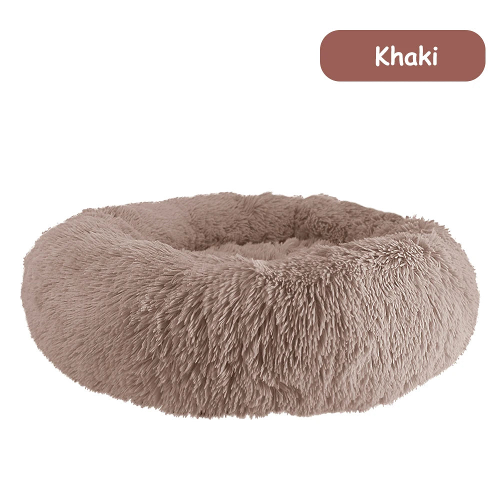 Donut Plush Pet Bed – Calming Cozy Cushion – Waterproof 100% Cotton Plush – Multiple Sizes 40–100 cm – Dogs & Cats
