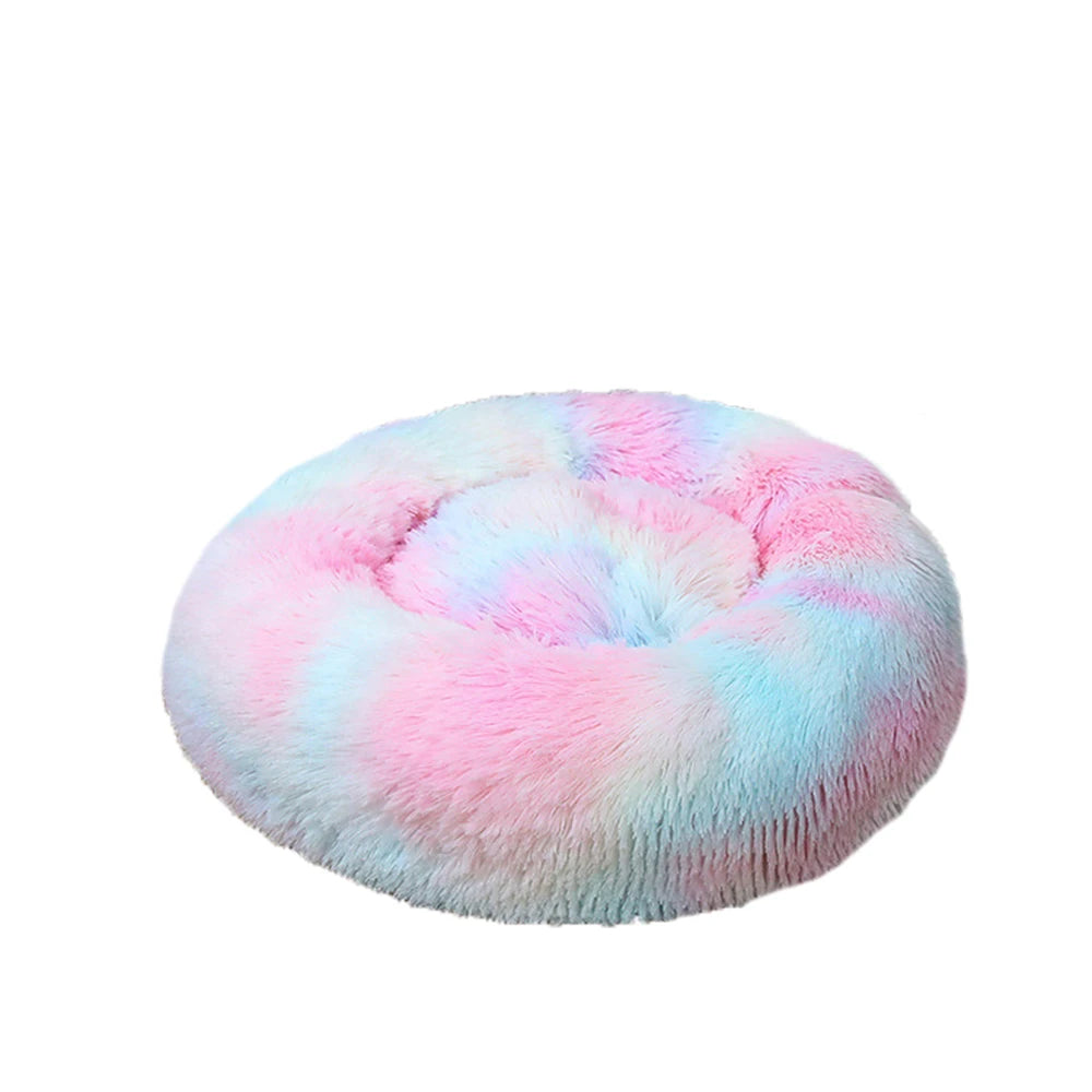 Donut Plush Pet Bed – Calming Cozy Cushion – Waterproof 100% Cotton Plush – Multiple Sizes 40–100 cm – Dogs & Cats