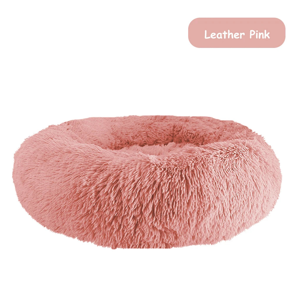 Donut Plush Pet Bed – Calming Cozy Cushion – Waterproof 100% Cotton Plush – Multiple Sizes 40–100 cm – Dogs & Cats