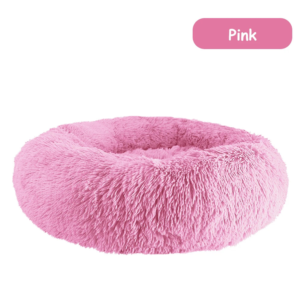 Donut Plush Pet Bed – Calming Cozy Cushion – Waterproof 100% Cotton Plush – Multiple Sizes 40–100 cm – Dogs & Cats