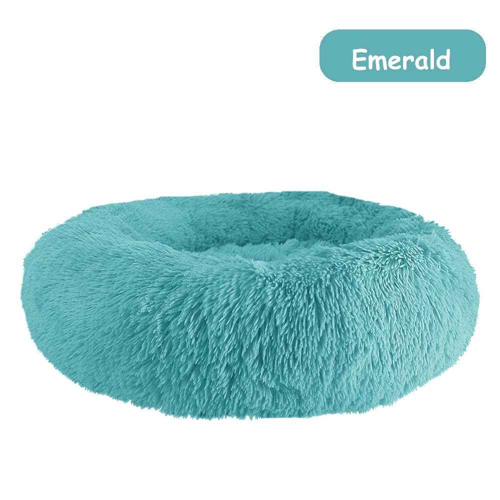 Donut Plush Pet Bed – Calming Cozy Cushion – Waterproof 100% Cotton Plush – Multiple Sizes 40–100 cm – Dogs & Cats