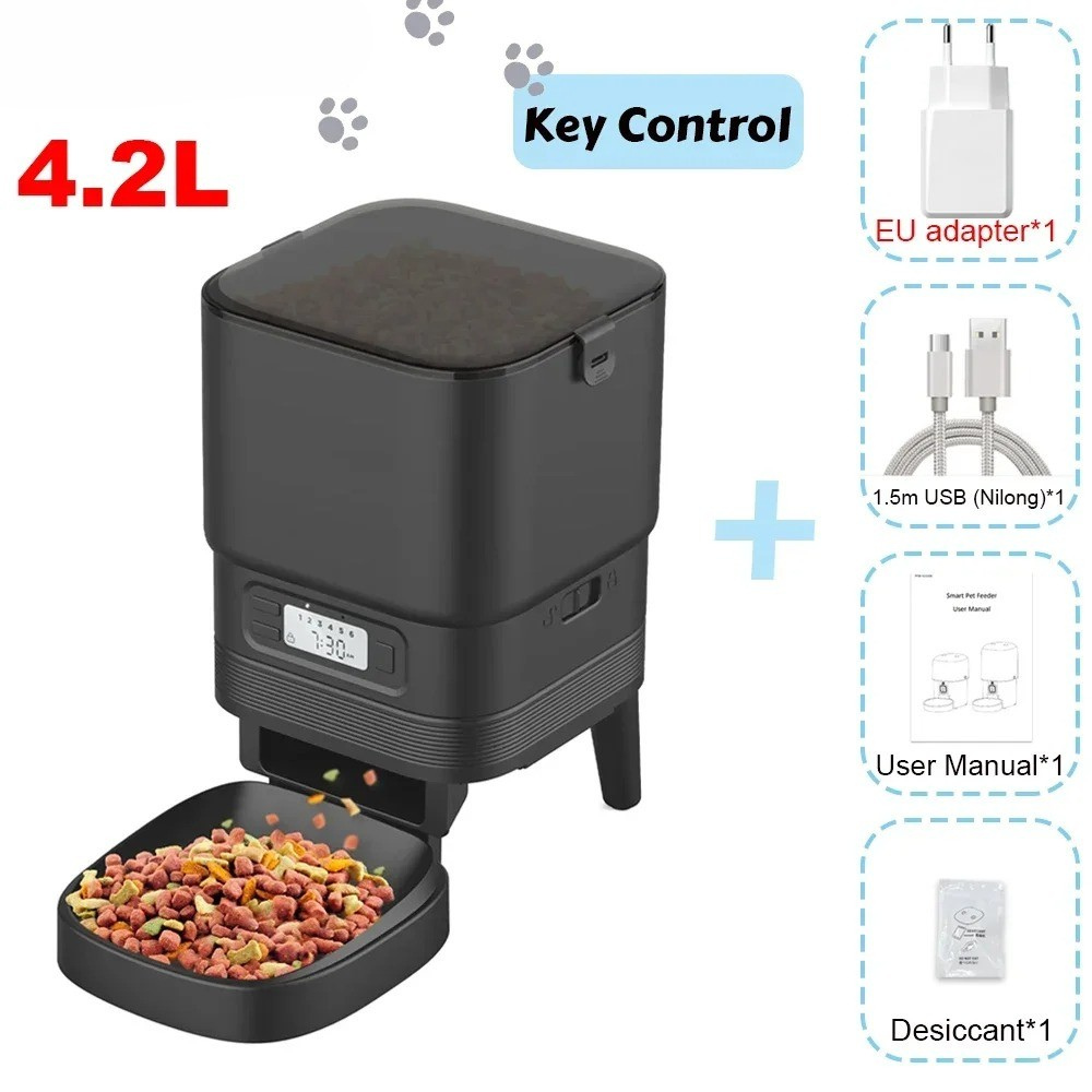 Automatic Pet Feeder – Hands-Free Scheduled Feeding – ABS & Stainless Steel – 4.2 L – Cats & Small Dogs