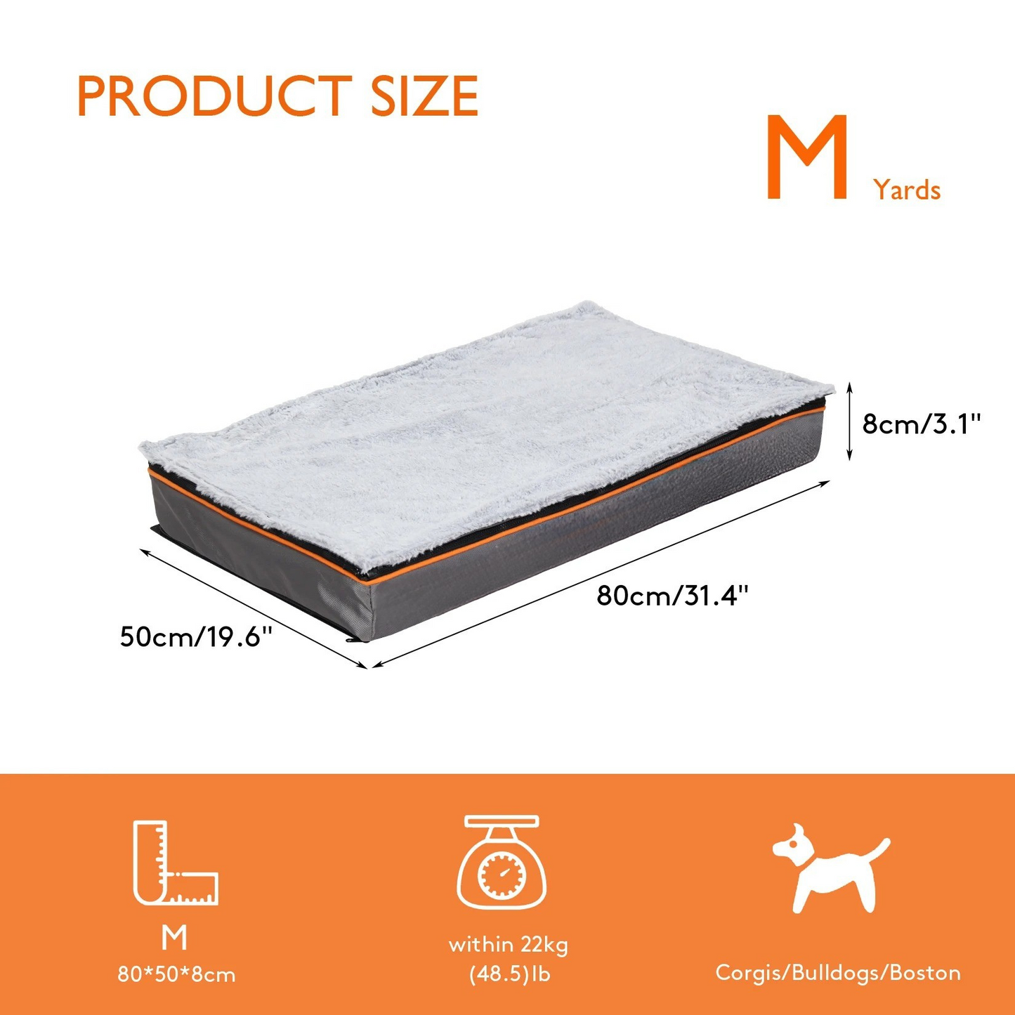 Orthopedic Dog Pillow Bed – Joint Support Foam Cushion – Removable Washable Cover – 37.4×27.5×3.1″ Large – Dogs