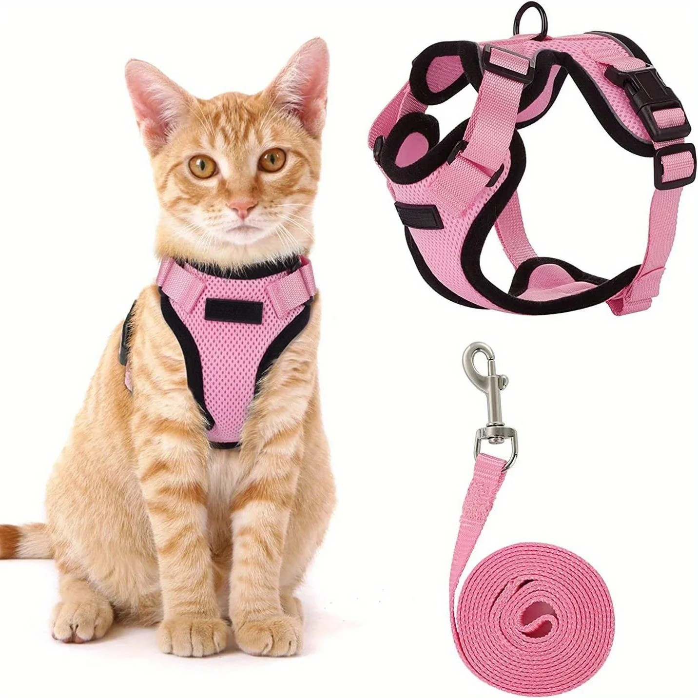 Cat Harness Vest – Adjustable No‑Pull Chest Carrier – Breathable Mesh Nylon – S–3XL – Cats