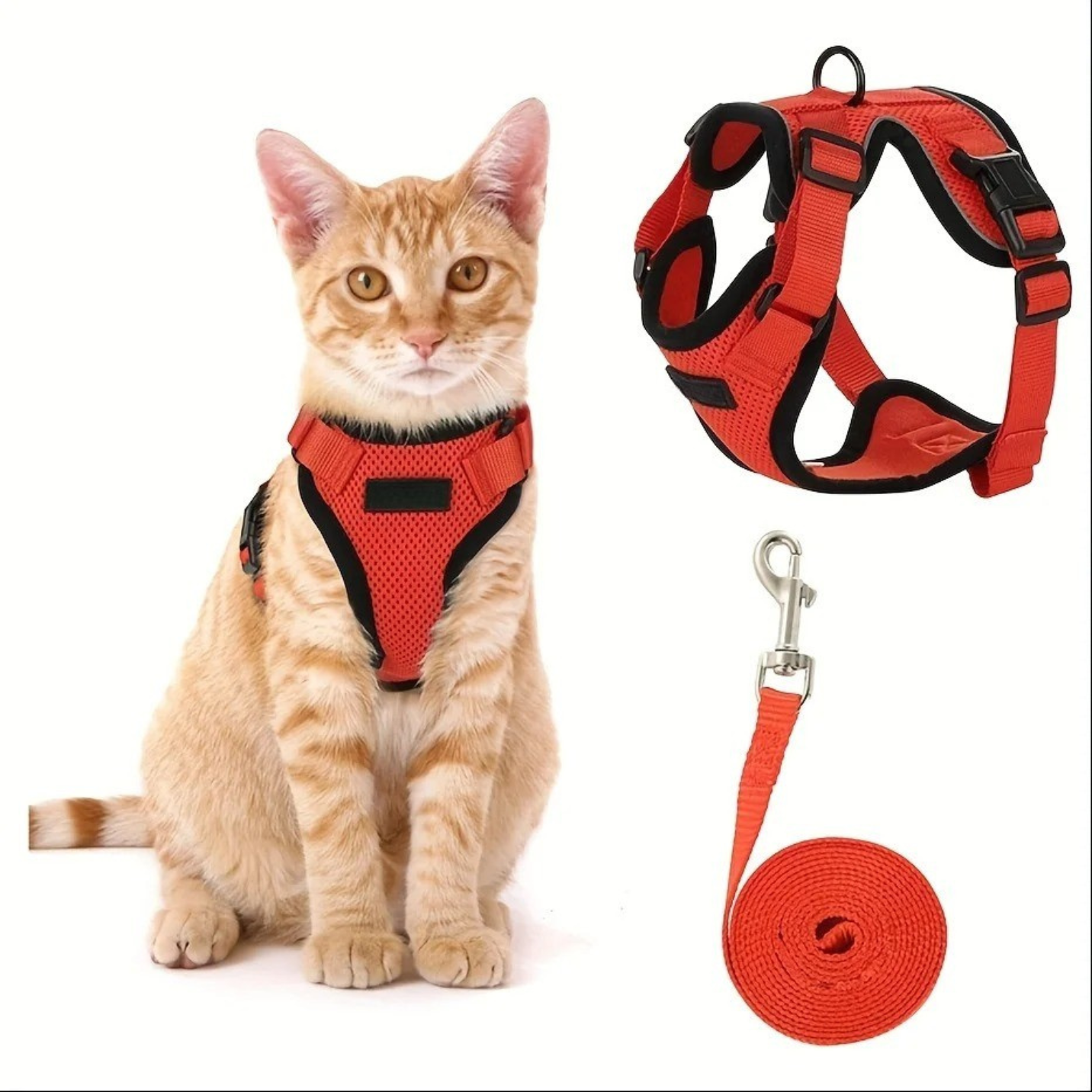 Cat Harness Vest – Adjustable No‑Pull Chest Carrier – Breathable Mesh Nylon – S–3XL – Cats
