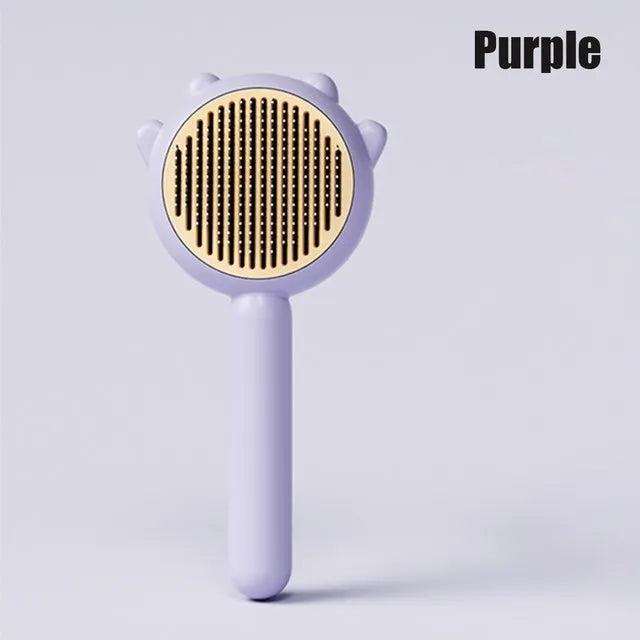 Self‑Cleaning Slicker Brush – Deshedding & Massage – Stainless Steel Bristles – Cats & Dogs