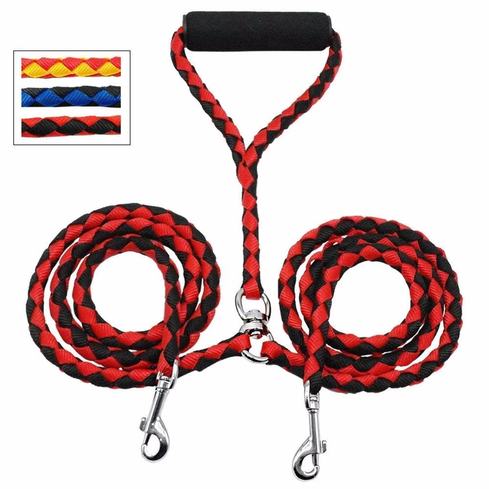 Double Dog Walking Leash – Tangle‑Free 360° Rotation – Durable Nylon – 55″ Length – All‑Stage Dogs