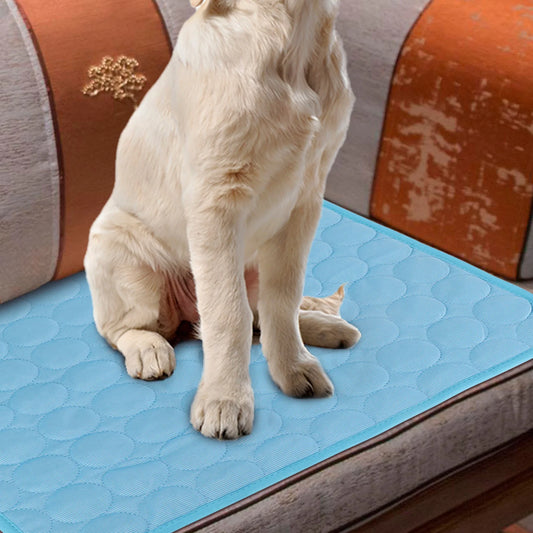 Pet Cooling Mat – Self-Cooling Ice Silk Comfort – Breathable Mesh & Cotton Core – 23.6×19.7″ Blue – Dogs & Cats