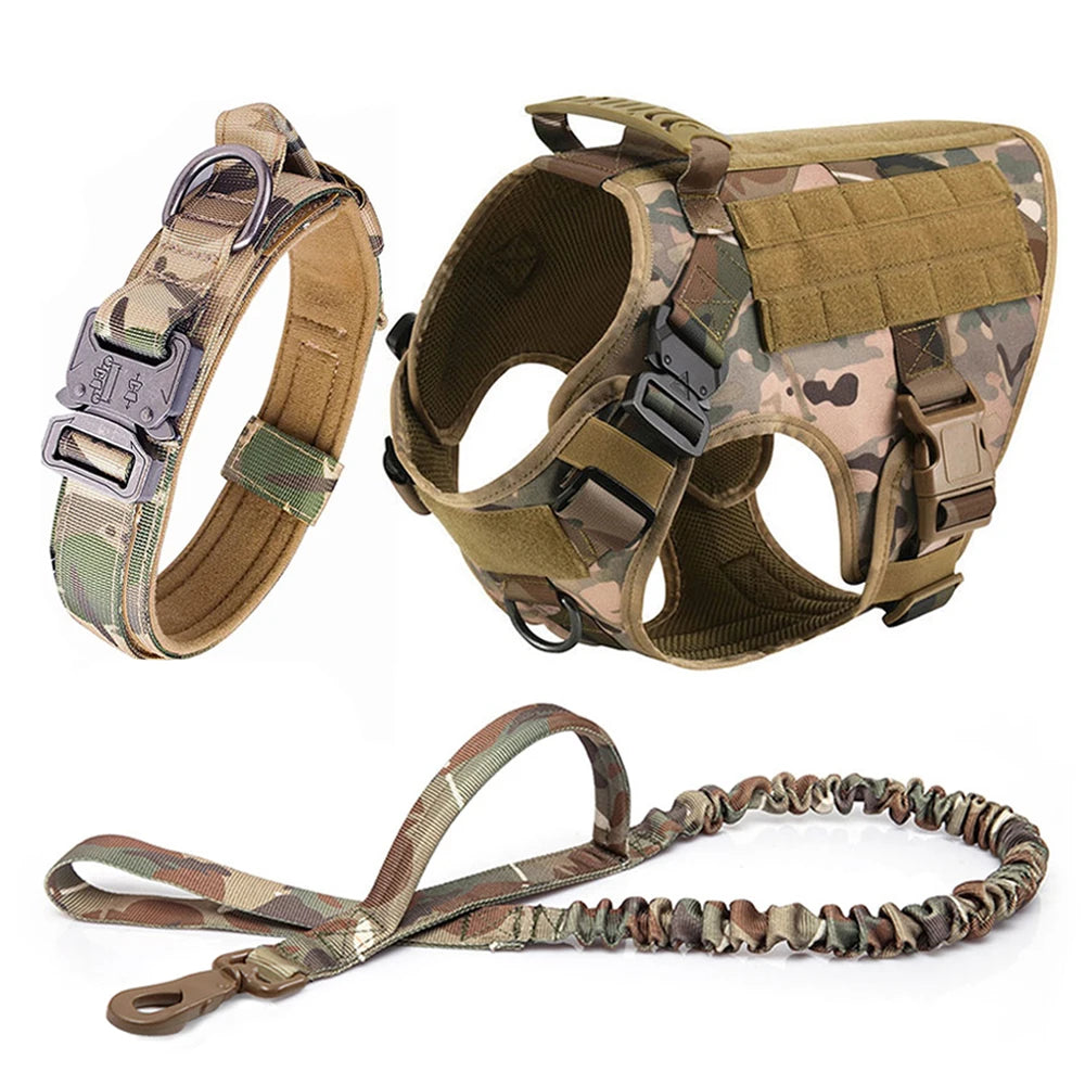 Dog Training Vest Harness & Leash Set – Adjustable No‑Pull Quick‑Release – 1050D Nylon Tactical Molle – S–XL – Medium & Large Dogs