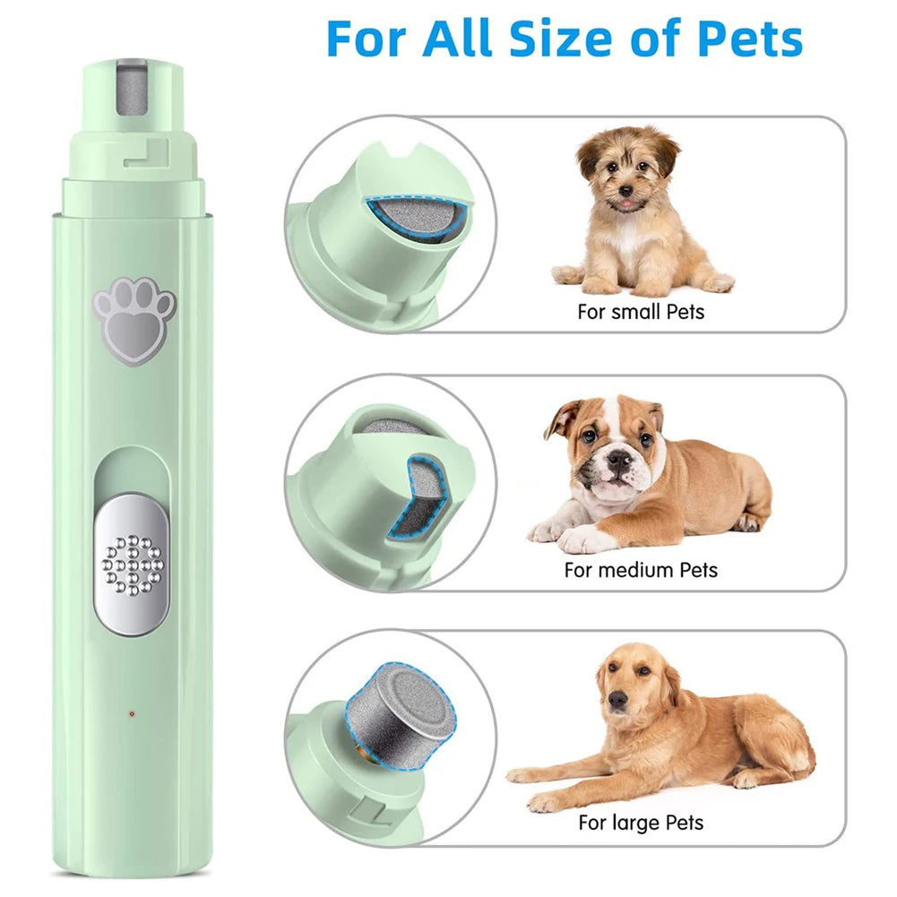 Electric Pet Nail Grinder - Painless Low‑Vibration Trimming - Diamond Polisher Wheel - 500 mAh USB Rechargeable - Cats & Dogs