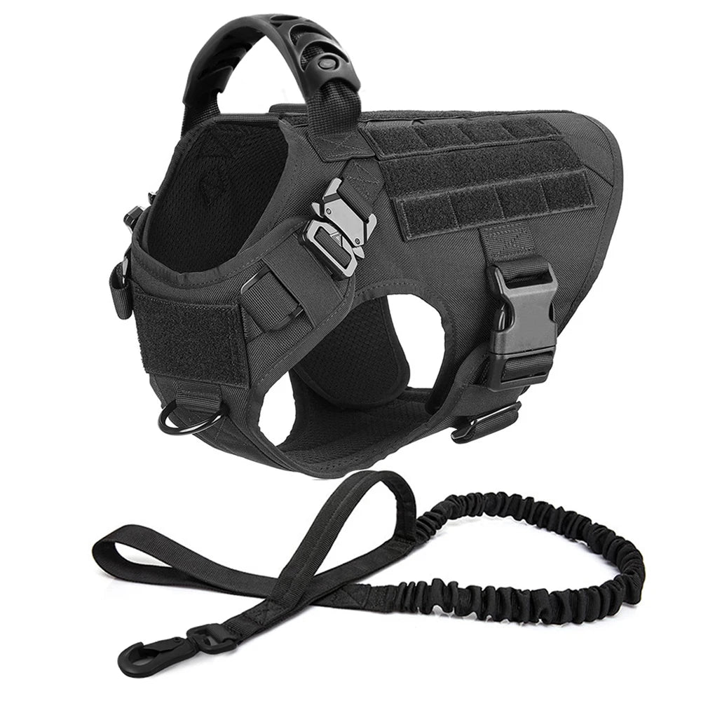 Dog Training Vest Harness & Leash Set – Adjustable No‑Pull Quick‑Release – 1050D Nylon Tactical Molle – S–XL – Medium & Large Dogs