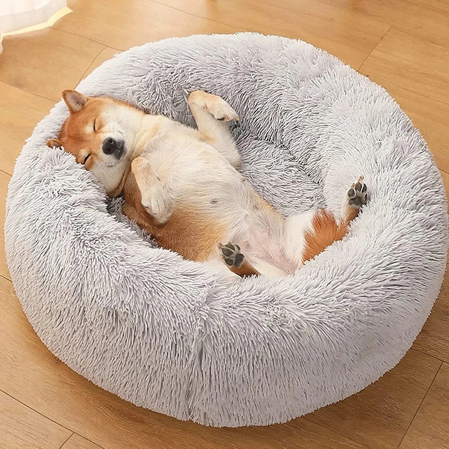 Donut Plush Pet Bed – Calming Cozy Cushion – Waterproof 100% Cotton Plush – Multiple Sizes 40–100 cm – Dogs & Cats