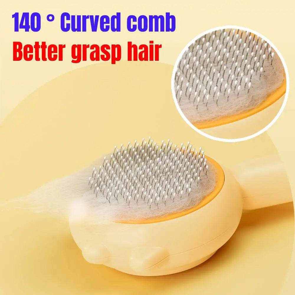 Self‑Cleaning Slicker Brush – Deshedding & Massage – Stainless Steel Bristles – Cats & Dogs