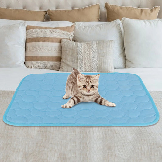 Pet Cooling Mat – Self-Cooling Ice Silk Comfort – Breathable Mesh & Cotton Core – 23.6×19.7″ Blue – Dogs & Cats