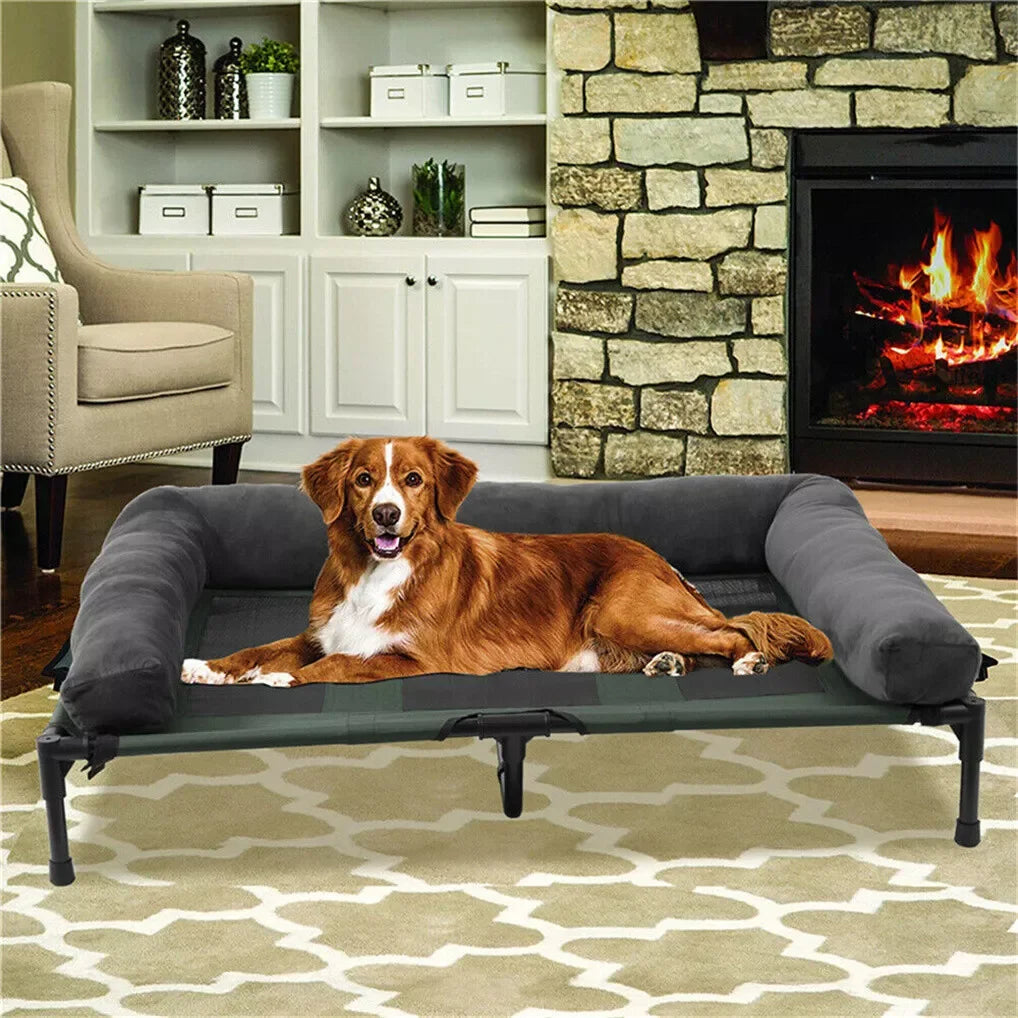 Elevated Dog Bed – All‑Season Cooling & Warming – Polyester Mesh & Plush Fabric – L/XL/2XL – Dogs