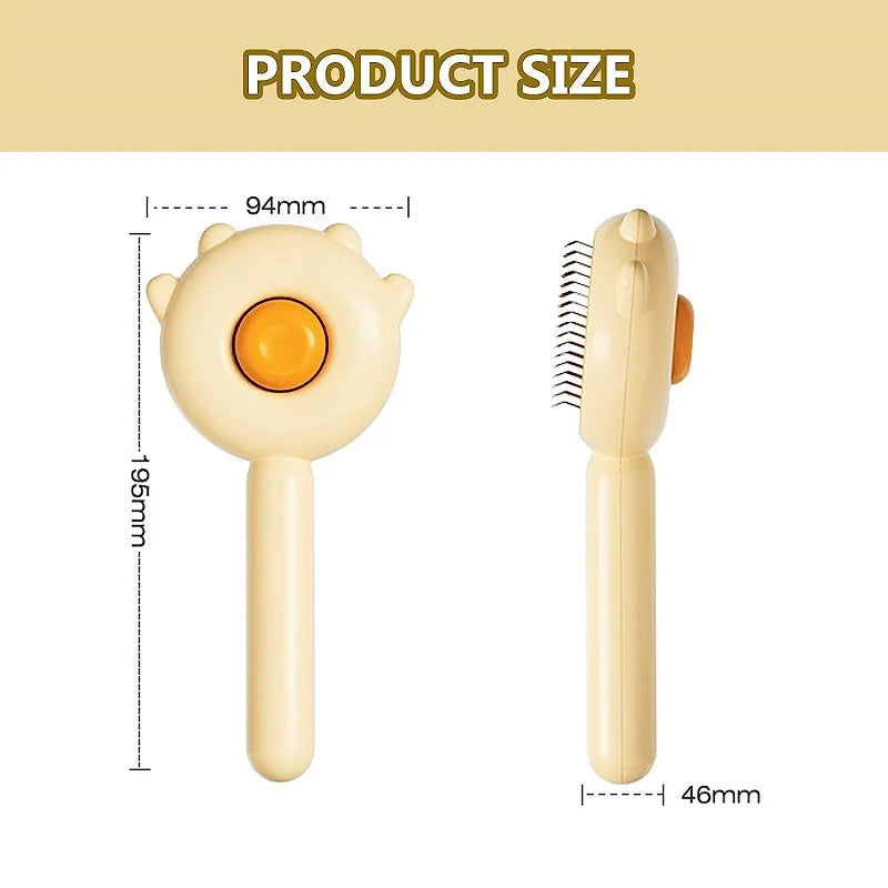 Self‑Cleaning Slicker Brush – Deshedding & Massage – Stainless Steel Bristles – Cats & Dogs