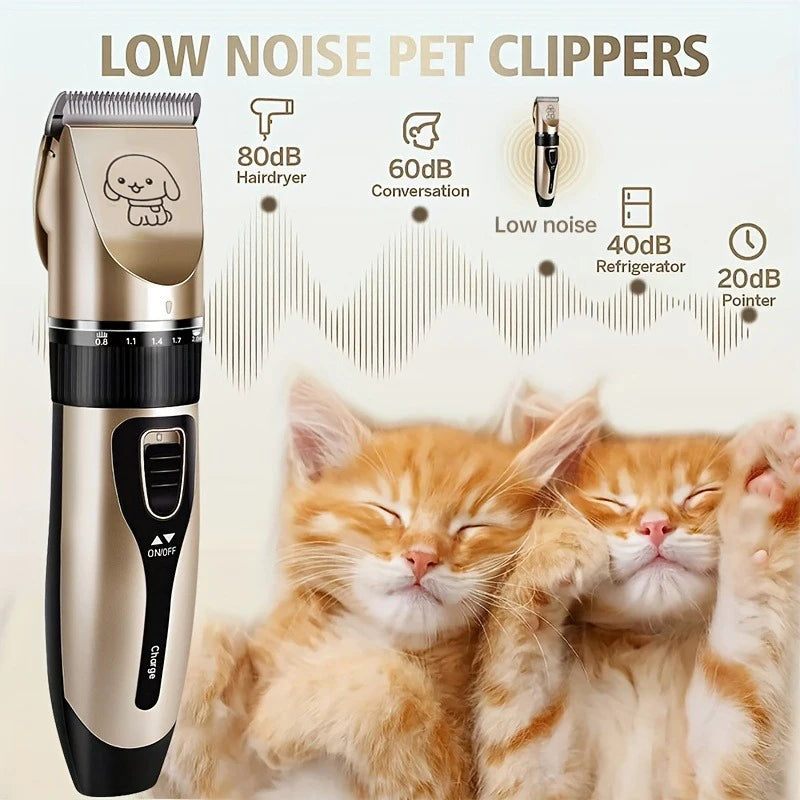 Electric Pet Hair Trimmer – Precision Cordless Clippers – Rechargeable 8 Hr Charge – 110–240 V – Dogs & Cats