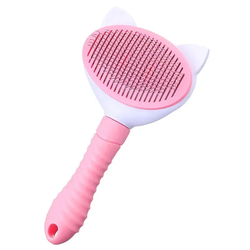 Self‑Cleaning Pet Grooming Brush – Shedding Hair Remover – Plastic Comb & Glove – Dogs & Cats