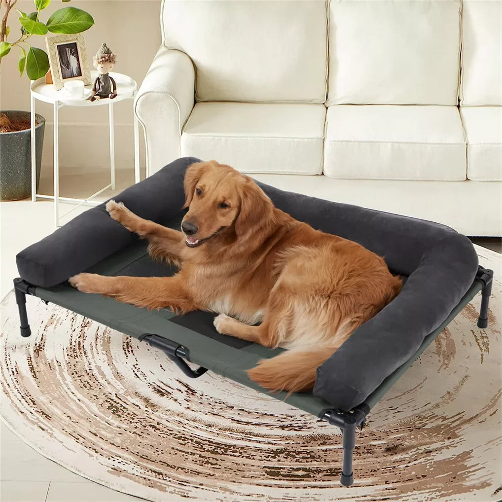 Elevated Dog Bed – All‑Season Cooling & Warming – Polyester Mesh & Plush Fabric – L/XL/2XL – Dogs