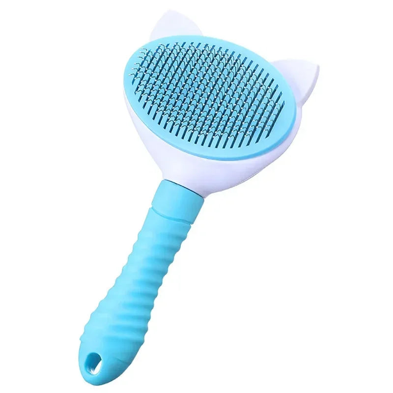 Self‑Cleaning Pet Grooming Brush – Shedding Hair Remover – Plastic Comb & Glove – Dogs & Cats