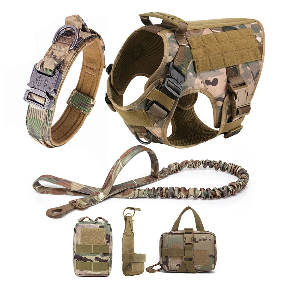 Dog Training Vest Harness & Leash Set – Adjustable No‑Pull Quick‑Release – 1050D Nylon Tactical Molle – S–XL – Medium & Large Dogs