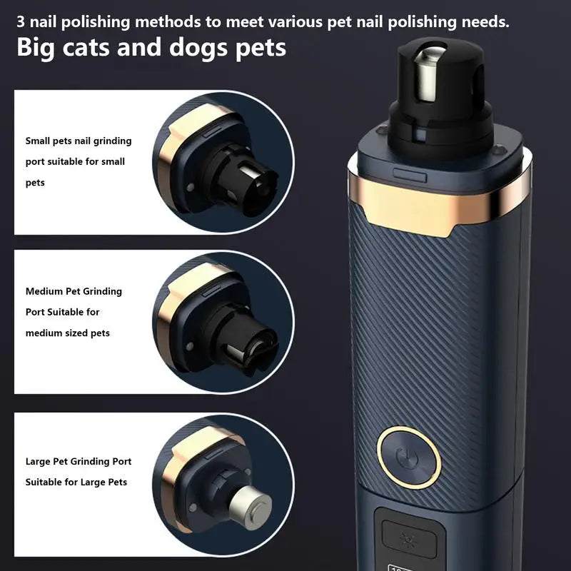 Electric Dog Nail File & Trimmer – Quiet Rechargeable Nail Grinder – 3‑Speed Stainless Steel – 6.5″×1.6″ – Cats & Dogs