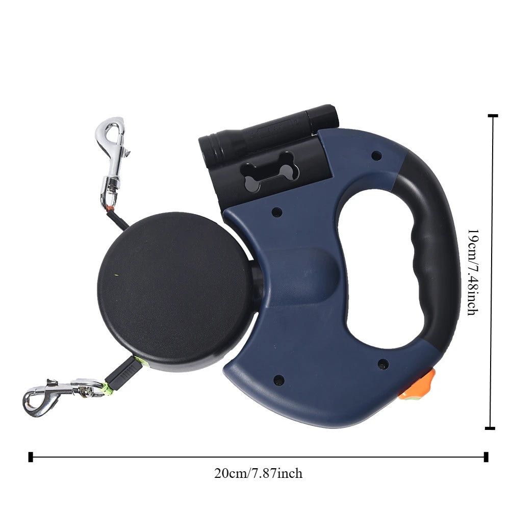 Retractable Double Dog Leash – Two‑Dog Hands‑Free Walking – ABS Self‑Retracting – 10 ft Lead – Dogs