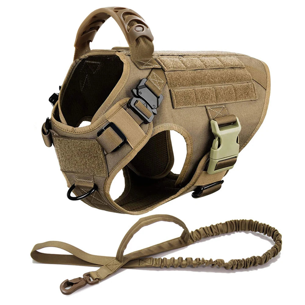Dog Training Vest Harness & Leash Set – Adjustable No‑Pull Quick‑Release – 1050D Nylon Tactical Molle – S–XL – Medium & Large Dogs