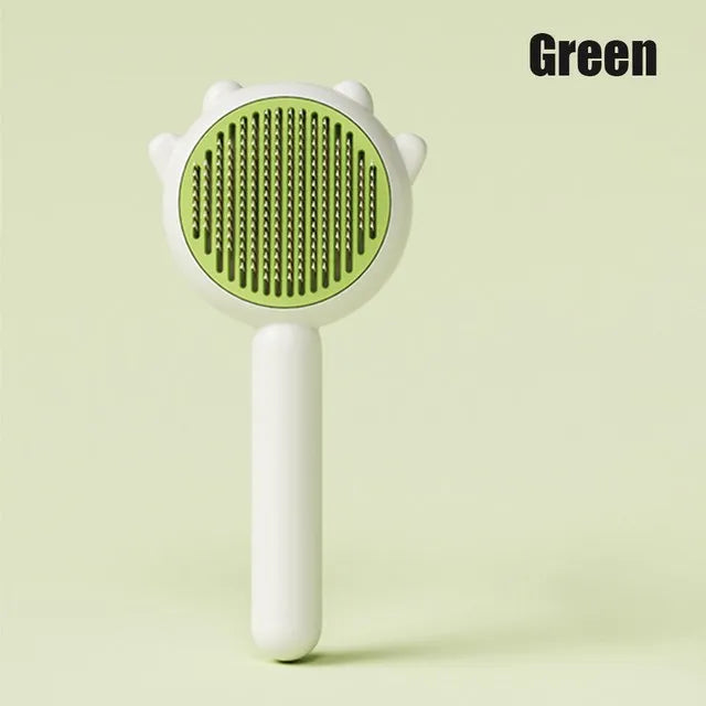 Self‑Cleaning Slicker Brush – Deshedding & Massage – Stainless Steel Bristles – Cats & Dogs